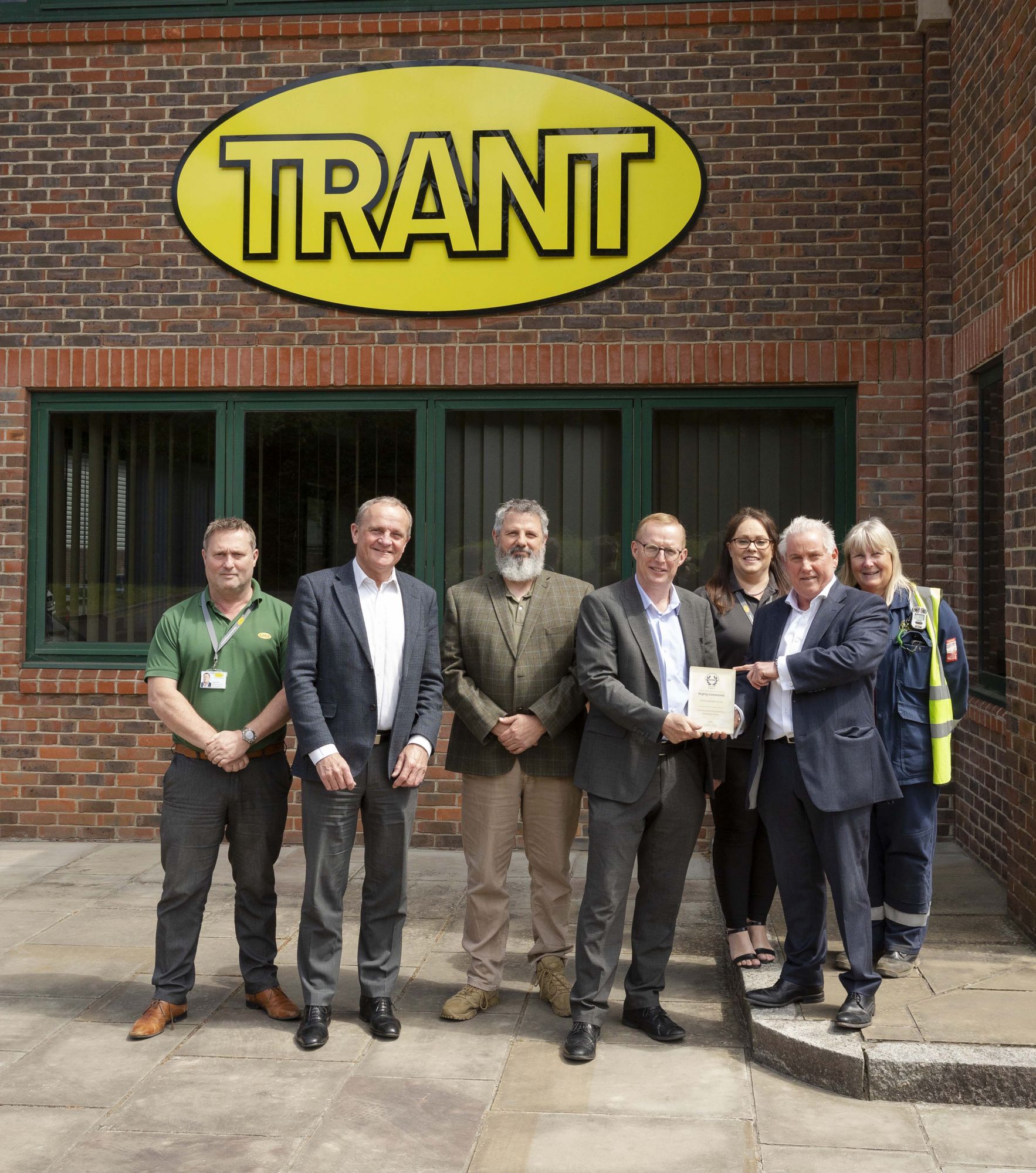 SAFETY FIRST: Trant Engineering has officially been recognised by The Royal Society for the Prevention of Accidents (RoSPA) as an industry leader in health and safety practice for the 35th consecutive year. The Southampton-based company, established in 1958, has 1,000 employees and works in high-risk infrastructure environments in the UK and overseas. Clients include ExxonMobil, Southern Water, the Ministry of Defence, Portsmouth Water, National Grid, Wessex Water and Magnox. From left, with RoSPA’s accolade, Trant Engineering’s Tim Bullen, Gerry Somers (Managing Director), Andy Lilof, Alistair Parker, Leanne Wink, Brian Ormiston and Susan Froggett.